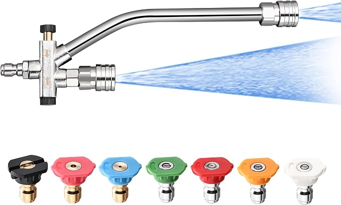 Foam Cannon Dual Connector Accessory,Pressure Washer Double Tip Attachment for Foam Blaster with 7 Power Washer Sprayer Nozzles, 1/4" Quick Connect, 3600 PSI