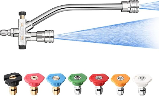 Foam Cannon Dual Connector Accessory,Pressure Washer Double Tip Attachment for Foam Blaster with 7 Power Washer Sprayer Nozzles, 1/4" Quick Connect, 3600 PSI