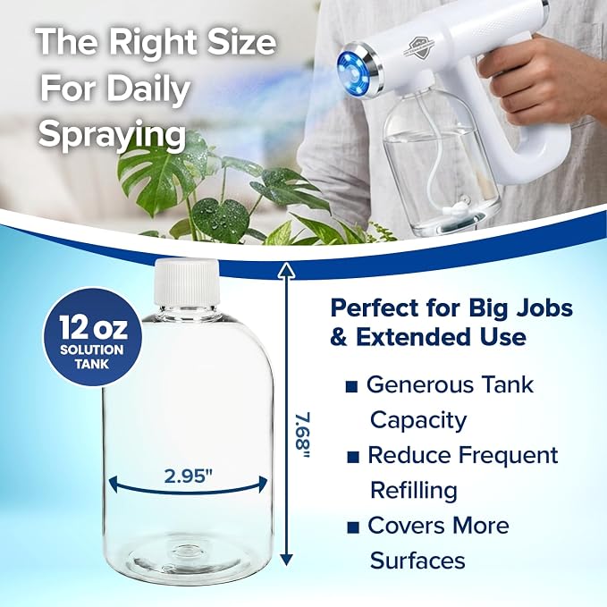 Replacement Spray Bottles for Nano Spray Gun, Universal Fit, 3 Pack, 12 oz | Refillable Tank for Wireless Nano Mist Sprayer, Durable Accessory Bottle for Cleaning, Hair Salon and Plant Atomizer Sprayer