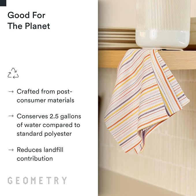 GEOMETRY Kitchen Dish Cloths - Quick Dry Dishcloths for Kitchen - Premium Dish Rags with Geoweave - 3-Pieces Stripe Season