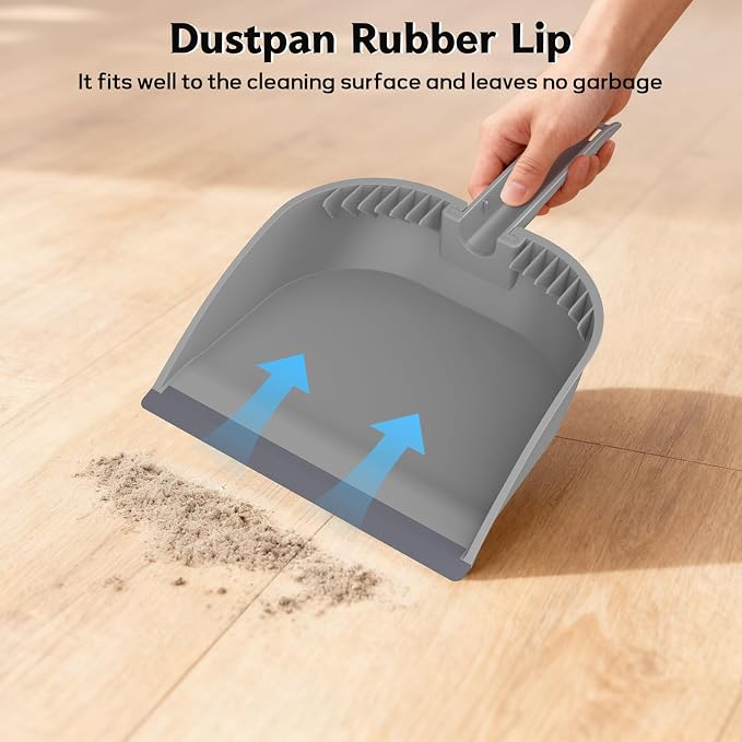 SetSail Small Dustpan and Brush Set with Teeth for Pets Care，Grey | Nesting Snap-On Handheld Broom and Dust Pan Portable Broom and Dustpan Set Suitable for Desktop, Sofa, Camping