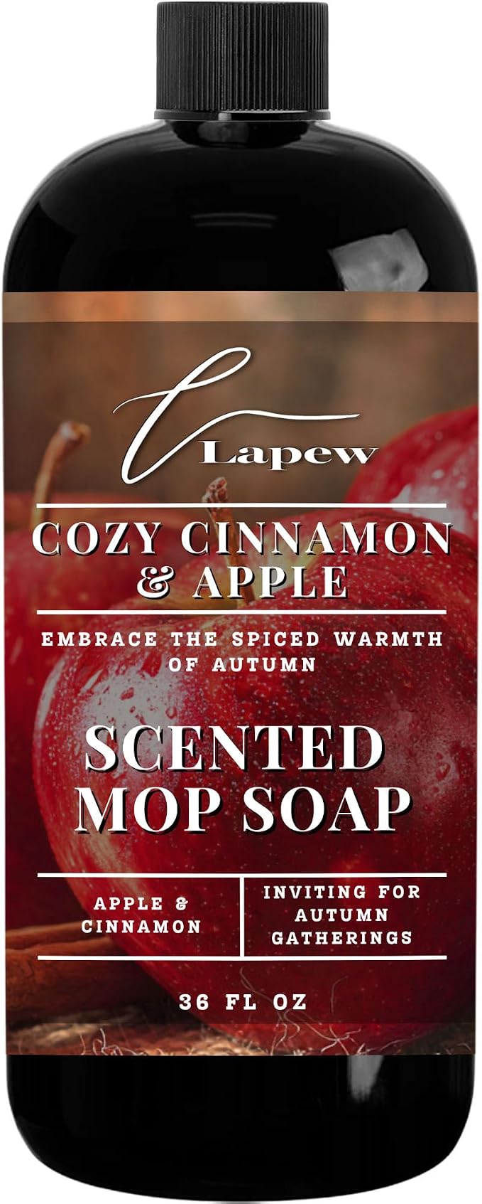 Lapew Cozy Apple & Cinnamon Scented Mop Soap - Luxury Floor Cleaner Concentrate for Mopping Tile, Laminate, Vinyl & Hardwood | Streak-Free, Low-Foam | 36 oz