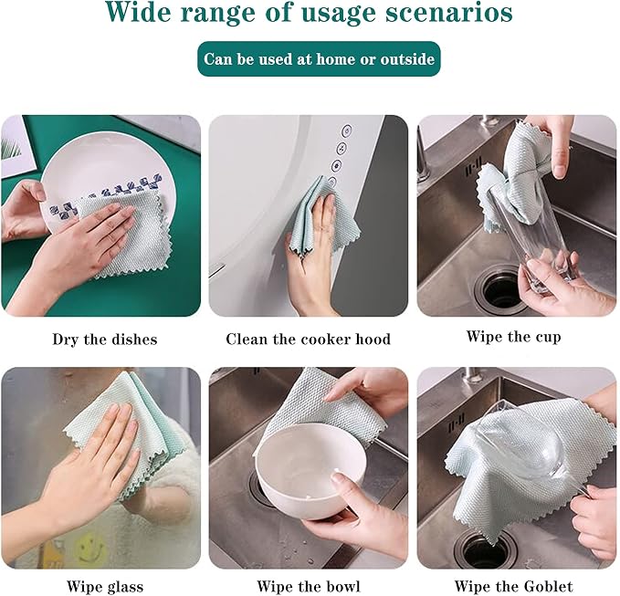 5Pcs Nanoscale Cleaning Cloth, Easy Clean Cloth, Fish Scale Microfiber Easycleanco Cloth, Reusable Lint Free Rags for Glass No Watermark or Streaks, Dishes, Mirrors (5 Colors,15.7 in x 11.8 in)