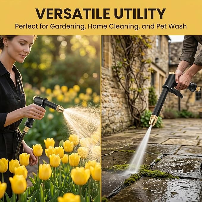 High Pressure Hose Nozzle with 4 Spray Modes, Adjustable Water Spray Gun, Metal Garden Hose Sprayer for Car Wash, Plant Watering, Patio & Outdoor Cleaning (2, Washer Only)