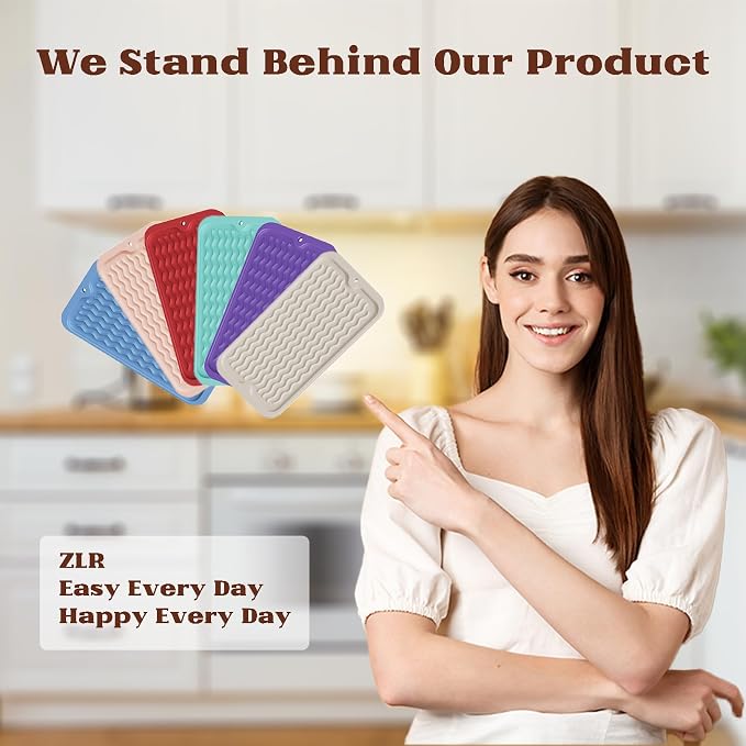 ZLR Silicone Sink Caddy Tray (6" x 12" / 153 x 305mm) - Narrow Sponge Holder for Kitchen Counter - Waterproof Dish Drying Mat, Non-Slip Soap Dispenser Mat & Bathroom Vanity Organizer (Midnight Blue)