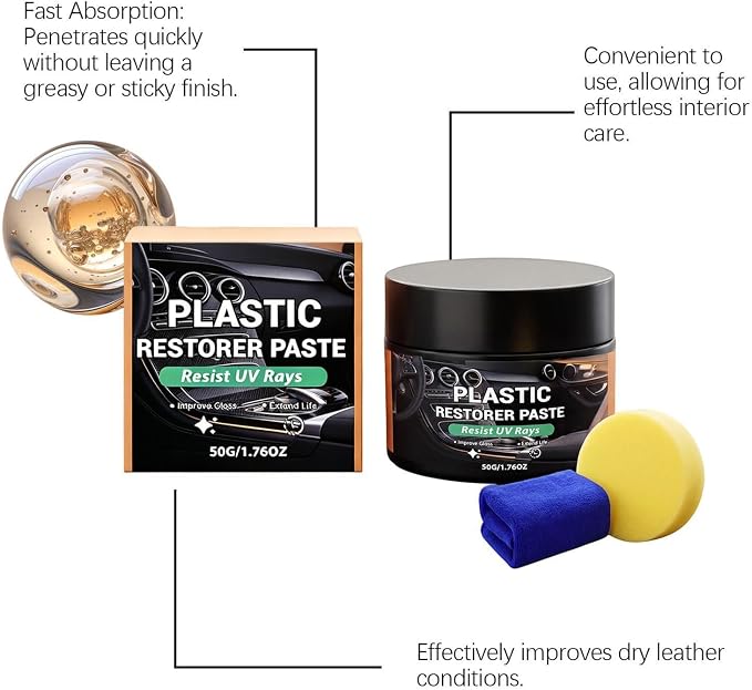 Trim Restorer Automotive 50g Polishing Car Detailing Kit | Vehicle Dashboard Cleaner Paste for Truck SUV RV Sedan Van Door Trim Bumpers Dashboard Wheel