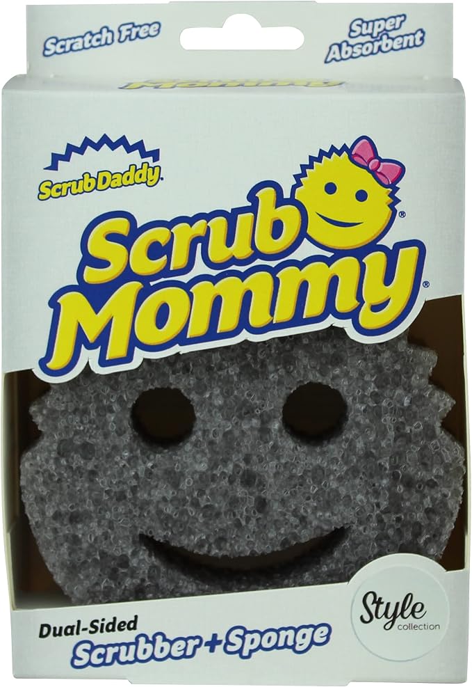 Scrub Daddy Scrub Mommy Style Collection Grey Scrubber Sponge, Dual Sided Cleaning, 1 Count (Pack of 1), SMSTGY