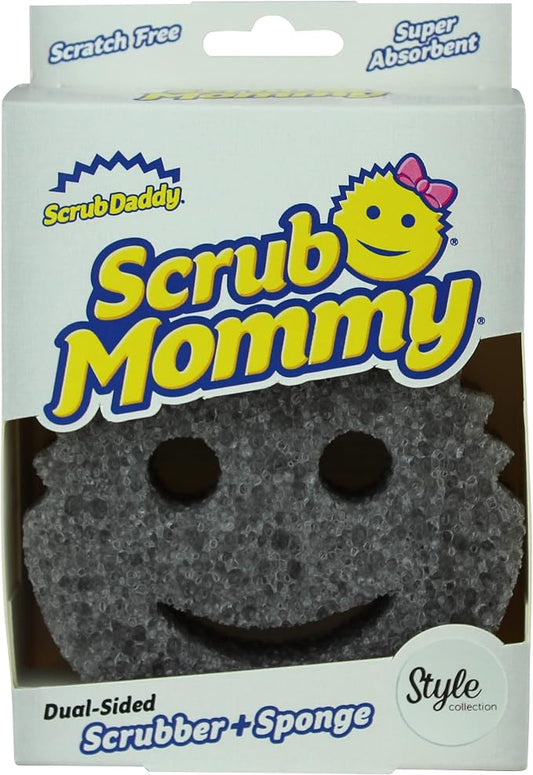 Scrub Daddy Scrub Mommy Style Collection Grey Scrubber Sponge, Dual Sided Cleaning, 1 Count (Pack of 1), SMSTGY