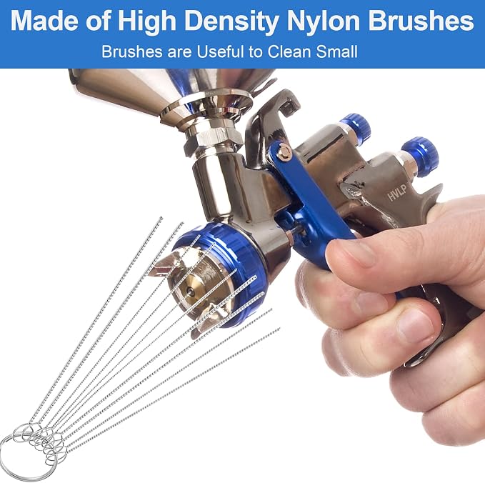 Carburetor Cleaning Kit, Premium Torch Tip Cleaner, Stainless Steel 13 Clean Line Set 10 Needles 5 Nylon Brushes 1 Pointed Picks for Small Engine Lawnmower Welding Stove Airbrush Spray Gun