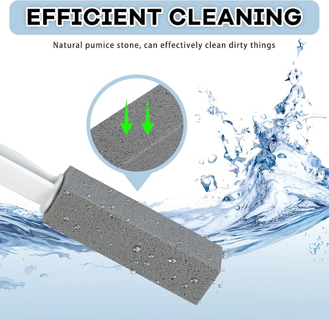 ARZQUT 2 Packs Pumice Cleaning Stone with Extra Long Handle, Pumice Stone for Toilet Bowl Cleaning for Cleaning Toilets, Bathtubs, Grills, Swimming Pools, Sinks