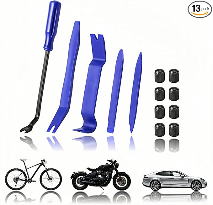 5PCS Auto Trim Removal Tool Kit, No Scratch Plastic Pry Tools for Car Dashboard Radio Audio Installer, Interior Door Clip Fastener Remover Set, Blue