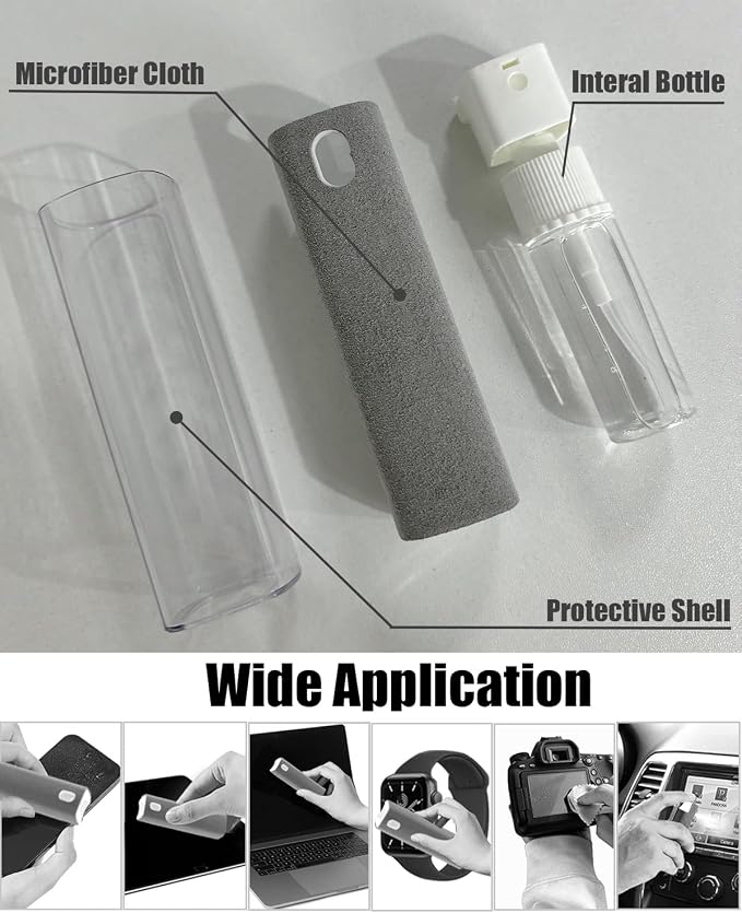 Screen Cleaner Car Screen Cleaner Spray and Wipe Car Stuff Mini Cleaning Kit for Travel Car Display iPhone iPad Computer Laptop Tablet MacBook Cell Phone Eyeglasses(2 Units)
