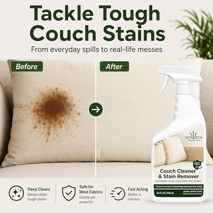 NOYATECH Couch Stain Remover and Pet Floor Cleaner Bundle, 2 x 32 oz