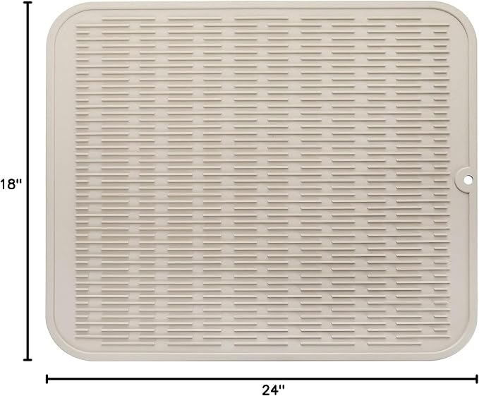 MicoYang Silicone Dish Drying Mat for Multiple Usage,Easy clean,Eco-friendly,Heat-resistant Silicone Mat for Kitchen Counter or Sink,Refrigerator or Drawer Liner Tapioca 2XL 24 inches x 18 inches