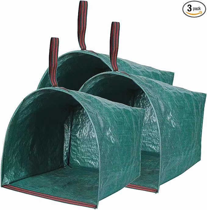 RISETEX 3-Pack Large Reusable Collapsible Yard Waste Bags with Dustpan | For lawn, garden, leaves, grass clippings, parties, laundry, camping. Heavy-duty, folds flat, easy storage