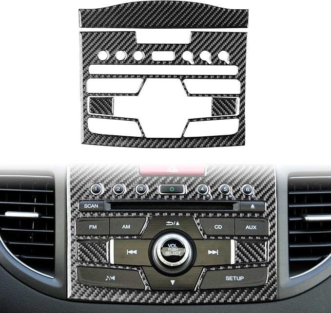 Real Carbon Fiber Trim for Honda CRV Accessories | for CR-V 2012 2013 2014 2015 2016 Central Console CD Player Panel Sticker Interior Thick Overlay Decal - C