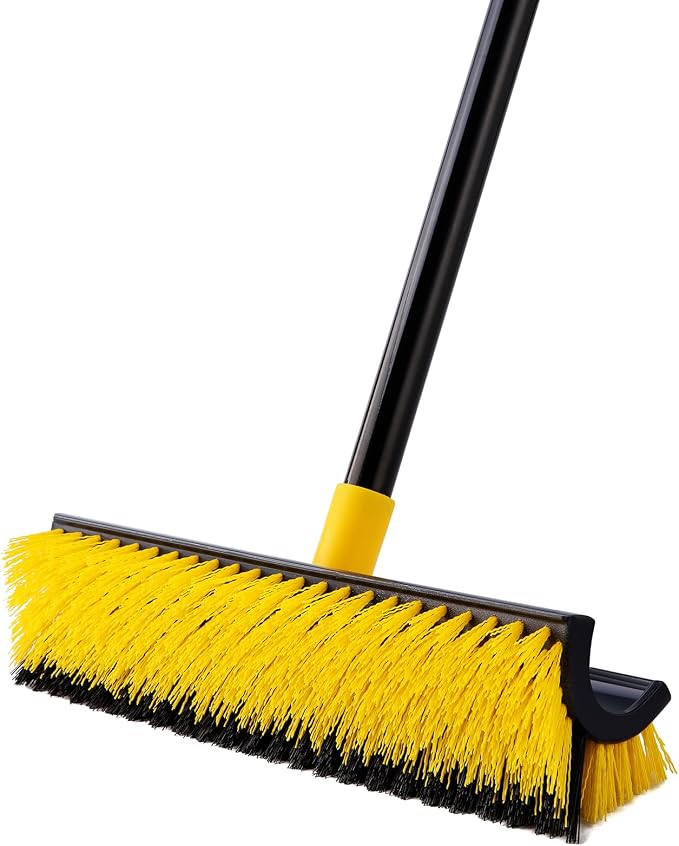 Yocada Double-Sided Floor Scrub Brush Triangle Brush Heavy Duty 65.5" | Corner Crevice Cleaning Stiff Bristle for Cleaning Patio Bathroom Garage Kitchen Wall Deck Tub Tile