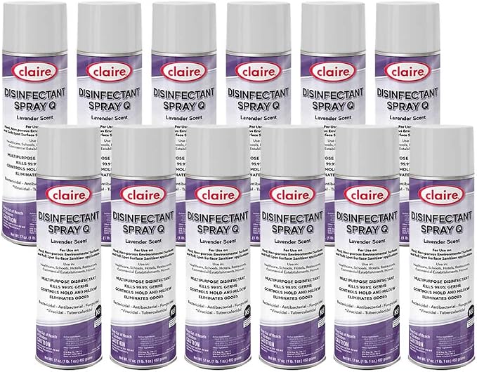 Claire CL1003-12pk Disinfectant Spray, Lavender (Pack of 12)