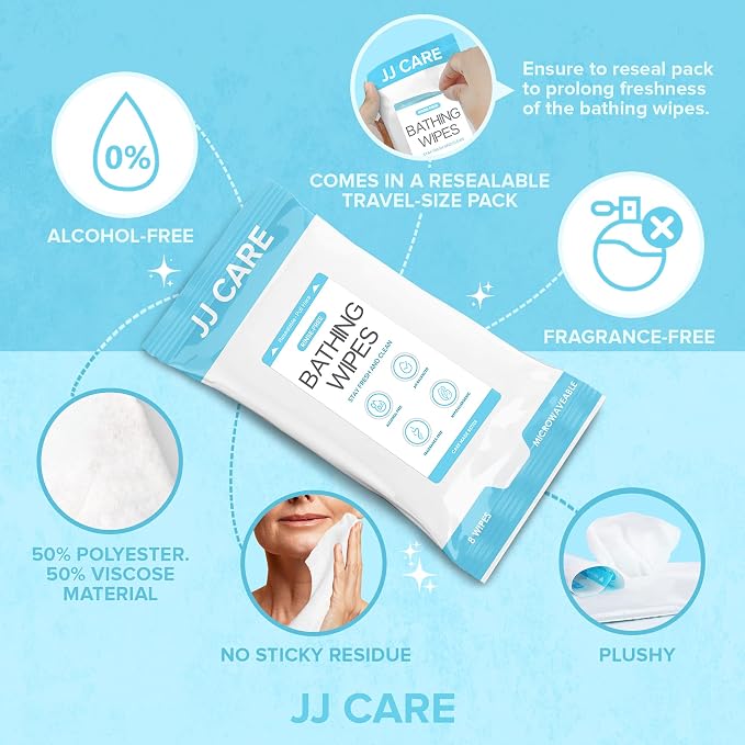 Body Wipes for Adults Bathing - Pack of 25 Shower Wipes For Adults Rinse Free, 200 Count Disposable No Rinse Disposable Washcloths, Waterless Body Wash for Elderly