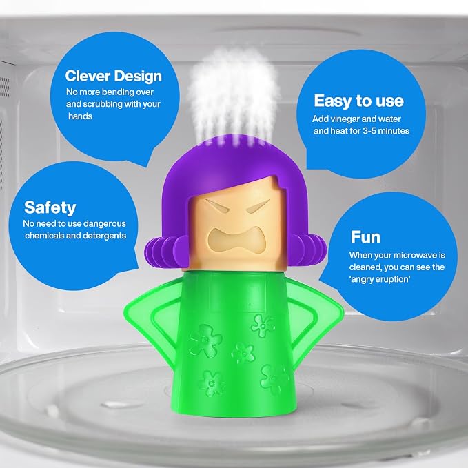Spardar Angry Mama Microwave Oven Steam Cleaner, 2 Pack Microwave Cleaner for Kitchens, The Fun and Easy Way to Cleaning work with Amazing Results