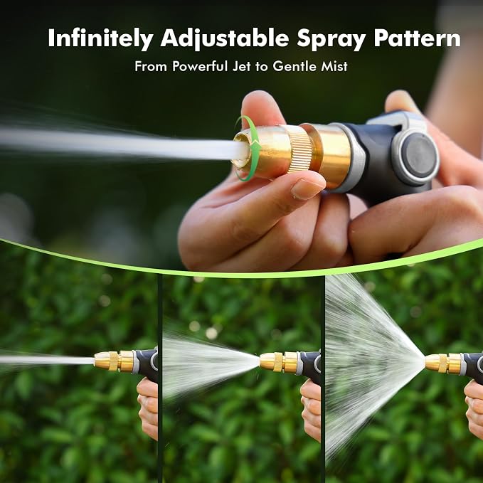 RESTMO Garden Hose Nozzle, Heavy Duty Water Hose Sprayer for Outdoor | Zinc Alloy Metal, Thumb Control, Precise Flow, Adjustable Spray Patterns, Leak-proof, Ideal for Lawn & Plant & Car, Silver