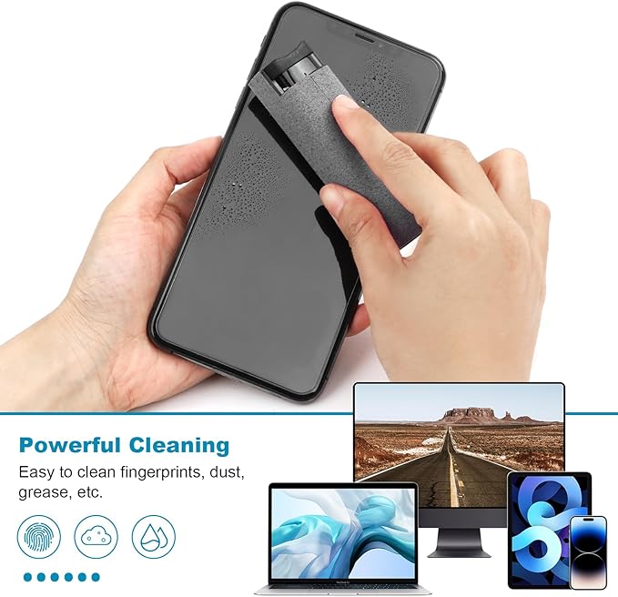 4 Pack Screen Cleaner 3-in-1 Touchscreen Mist Cleaner Spray and Microfiber Cloth Built-in Cleaning Solution Portable Reusable Fingerprint-Proof Spray Bottle for Phone Laptop iPad TV Monitor Car Screen