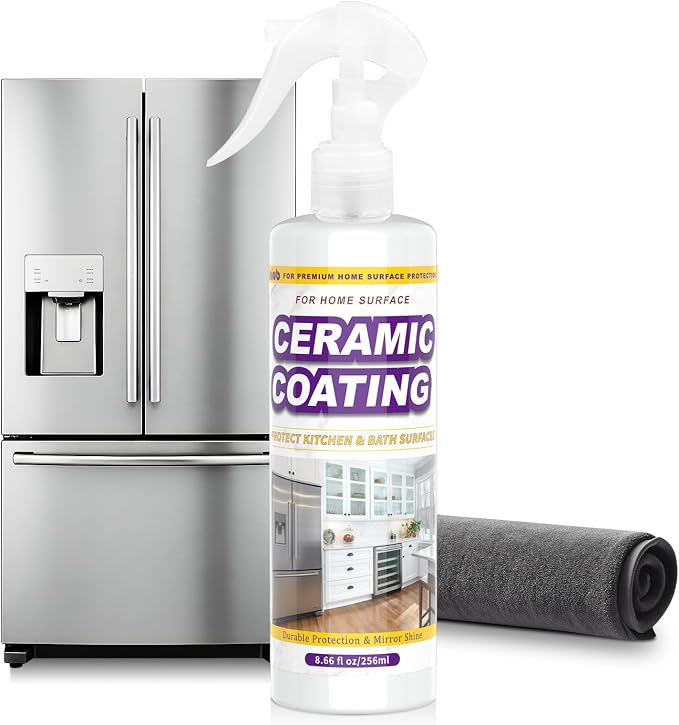 Ceramic Coating Spray for Kitchen Appliances and Stainless Steel | 8.66oz Anti Fingerprint Spray, Cerami Coat for Appliances, Long-Lasting Multi-Surface Shine, Fingerprint Resistant for Stoves