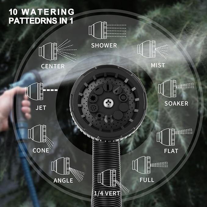 Besiter Garden Hose Nozzle Sprayer 10 Watering Patterns Spray Nozzles Heavy Duty Hose Head Lightweight Hose Attachment 2 Pack Bluegreen