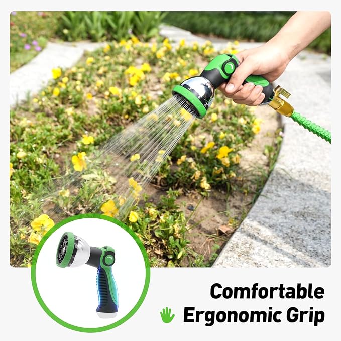 Besiter Garden Hose Nozzle Sprayer: 2 Pack 10 Watering Patterns Spray Nozzles Heavy Duty Metal Hose Head Hose Attachment, Thumb Control On Off Valve