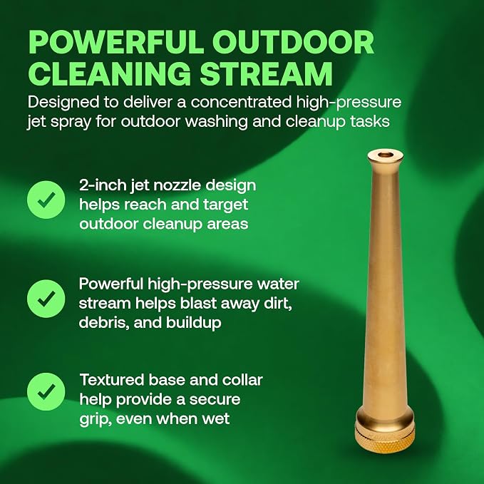 Rain Bird HENZLB6JET 6-Inch Lead-Free Brass Jet Hose End Nozzle - High Pressure Garden Hose Nozzle with Focused Jet Stream, Durable Brass Construction, 3/4 in GHT Connection for Outdoor Cleaning