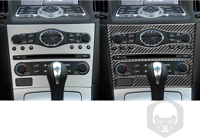 Real Carbon Fiber Trim for Infiniti Accessories | for G35 G37 X S 2007-2010 Sedan Coupe Convertible Dash CD AC Control Panel Interior Thick Overlay Decal