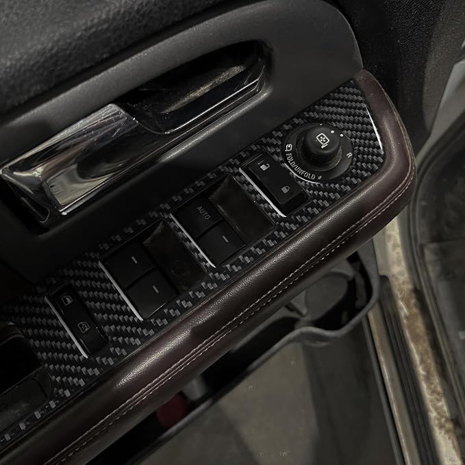 Fit for Ford Expedition 2007-2014 Accessories Window Lift Panel Trim | Real Soft Carbon Fiber, Door Window Lift Control Panel Cover Stickers, Anti-scratch, Interior Cover, Decorations