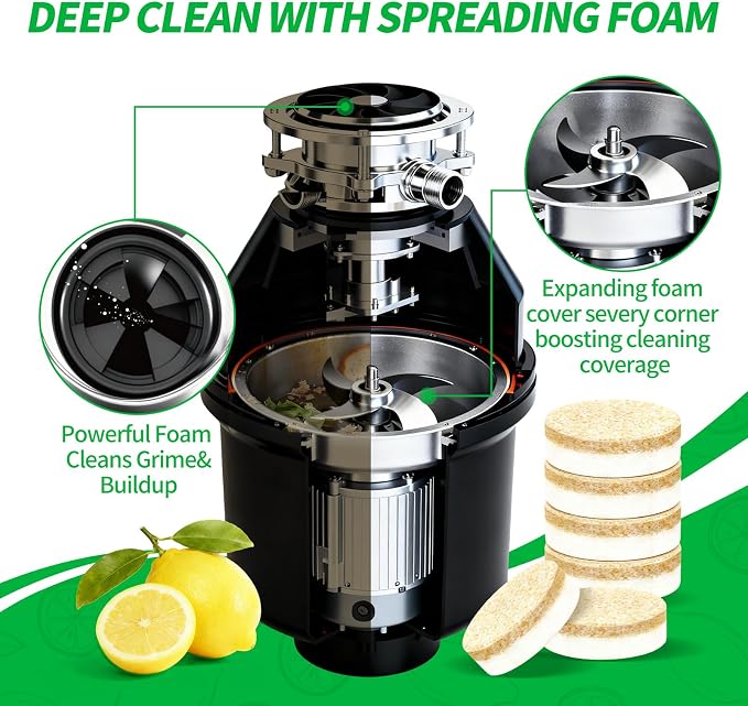 15g Extra Large Garbage Disposal Cleaner & Deodorizer Tablets - 24-Pack Foaming Tablets, Long-Lasting Lemon Scent - Deep Clean Kitchen Sink Disposer,Dissolve Grease & Odors - 1 Year Supply