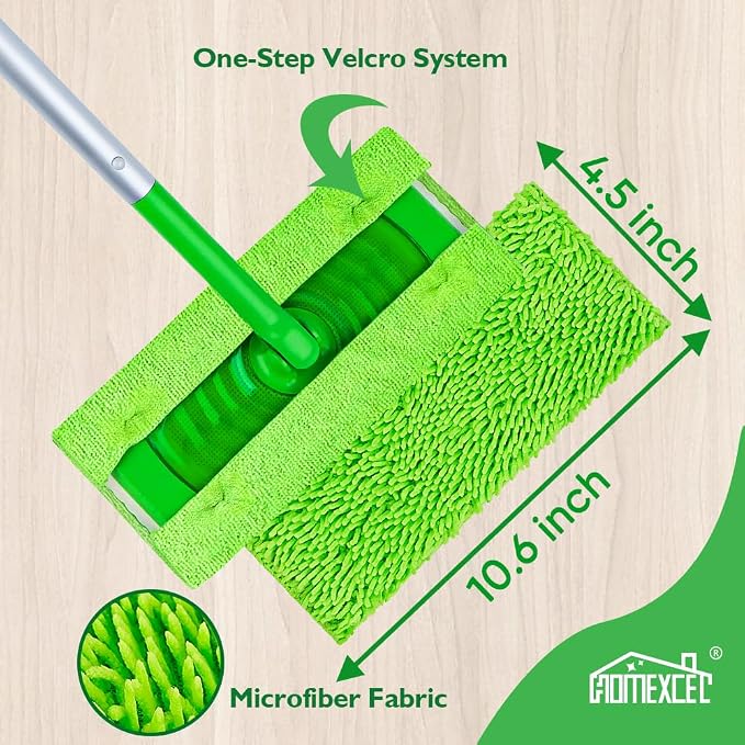 HOMEXCEL 10 Pack Microfiber Mop Pads Compatible with Swiffer Sweeper | Reusable Pad Refills, Mop Head Replacements for Multi Surface Floor Cleaning, Machine Wash