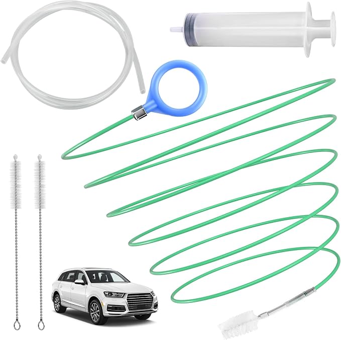Auto Sunroof Drain Cleaning Tool, 120 Inch Flexible Tube Cleaning Brush | with Pipe Cleaning Brush, Injector Hose, and Injector Soft Drain Brush, Car Sunroof Cleaner for Drains, Sewers, Windshields