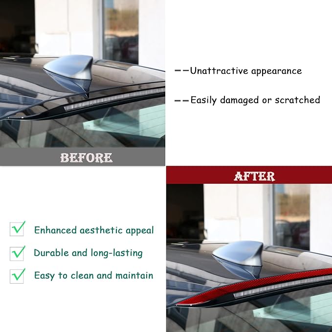 Real Carbon Fiber Accessories Compatible with Chevy Malibu 9th Gen 2016 2017 2018 2019 2020 2021 2022 2023 2024 Car Exterior Trim Stickers Rear High Mount Stop Light Decals