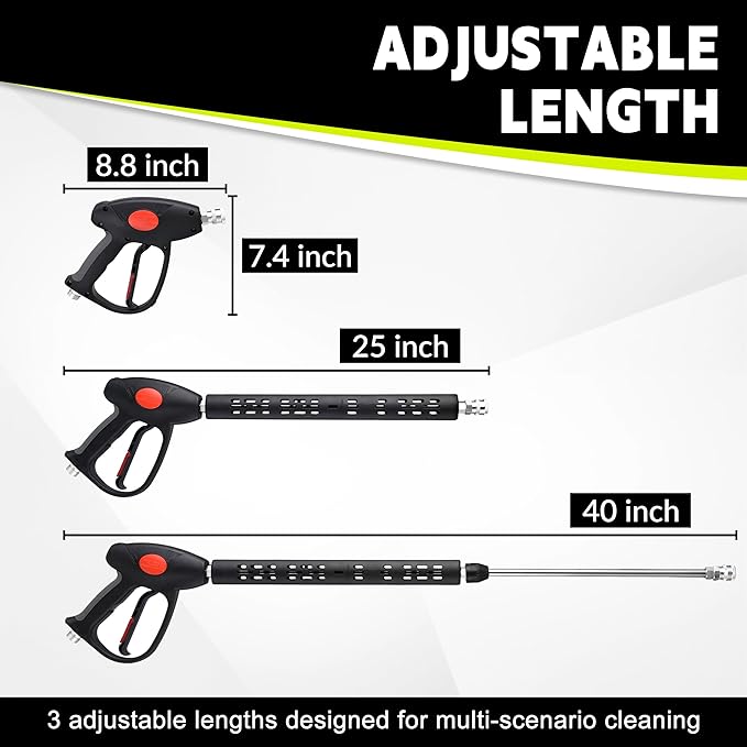 M MINGLE Pressure Washer Hose and Gun Kit, 50FT Power Wash Hose with 5 Tips | M22-14mm Fitting, Replacement for Ryobi, Simpson, Craftsman, Ideal for Car, Driveway, Patio & Household Deep Washing