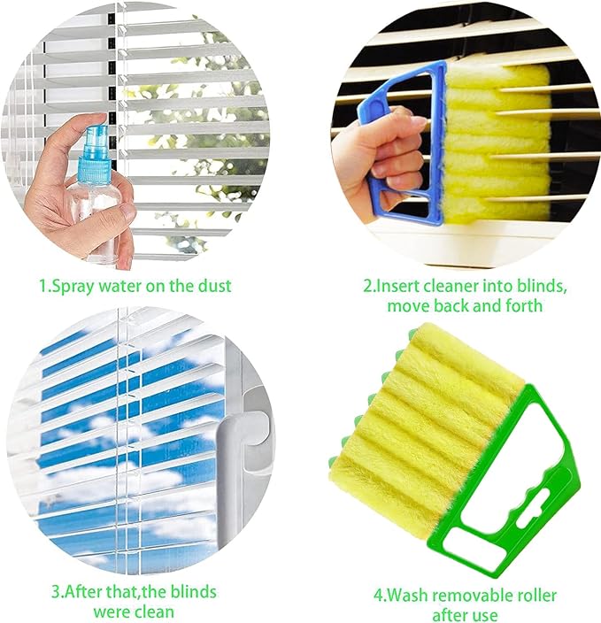 2 Pcs Blind Cleaner - Washable Window Blind Cleaner Duster Tool | Blind Duster for Wood Dlinds Mini Duster Brush Blind Dust Cleaner Venetian Shades Brush Window
