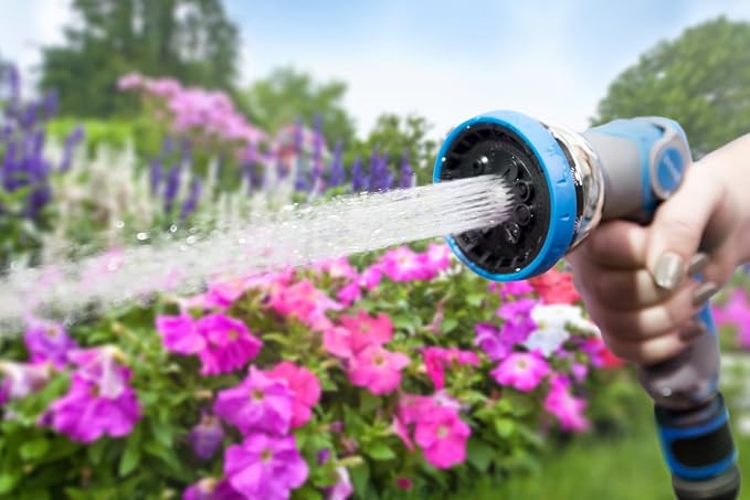 INNAV8 Garden Hose Nozzle Heavy Duty, Water Hose Sprayer Nozzle for Outdoor | THUMB CONTROL On Off Valve for Easy Water Control, 10 Spray Patterns - Water Hose Nozzle Head Attachment