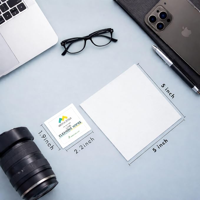 Mindful Design Lens Cleaning Wipes for Eyeglasses, 210ct - Individually Wrapped, Eye Glass Cleaning, Lens Wipes for Glasses/Sunglasses, Packaging May Vary