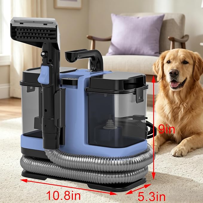 18Kpa Carpet Cleaner Machine, Portable Carpet and Upholstery Cleaning Machine, Deep Cleaning for Rugs, Couch, Car Interiors Stains, Pet & Family Friendly, 120V (HAZE BLUE)