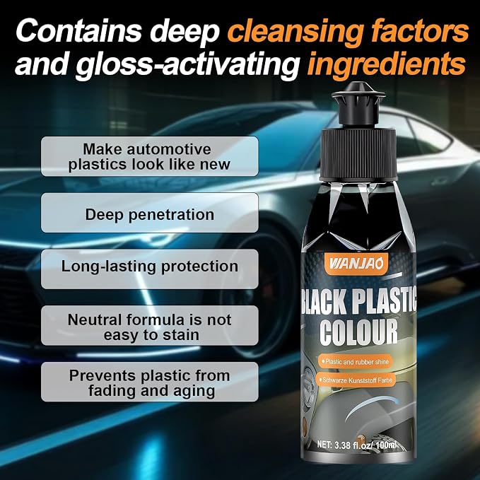 100ML Car Plastic Restorer Black Renew Protect Faded Trim Bumpers Dashboards