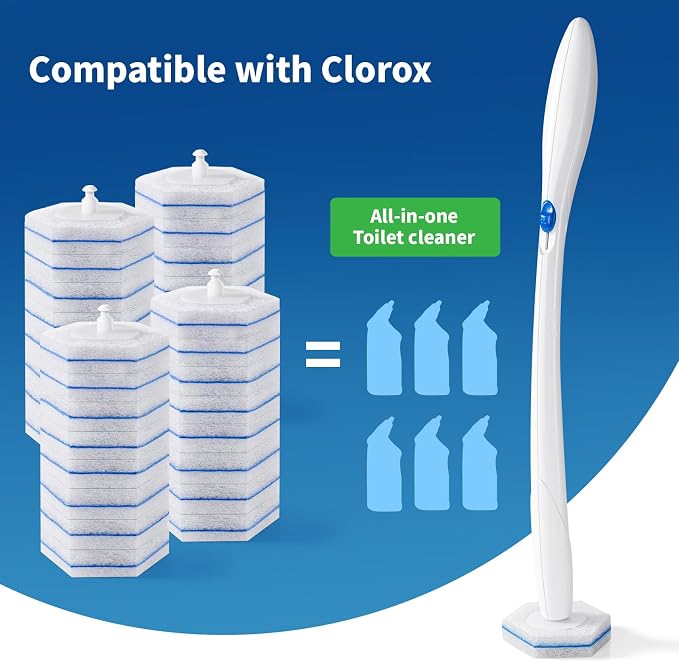 Compatible with Clorox Toilet Wand – Disposable Toilet Brush Head Refills (60 Count), Wand Not Included
