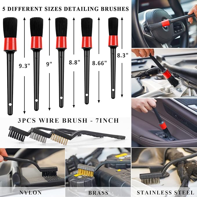 41Pcs Car Cleaning Wash Kit Interior Detailing Cleaner Kit with High Power Handheld Vacuum, Collapsible Bucket, Windshield Tool, Snow Shovel, Tire Brush, Complete Car Care Tools, Blue