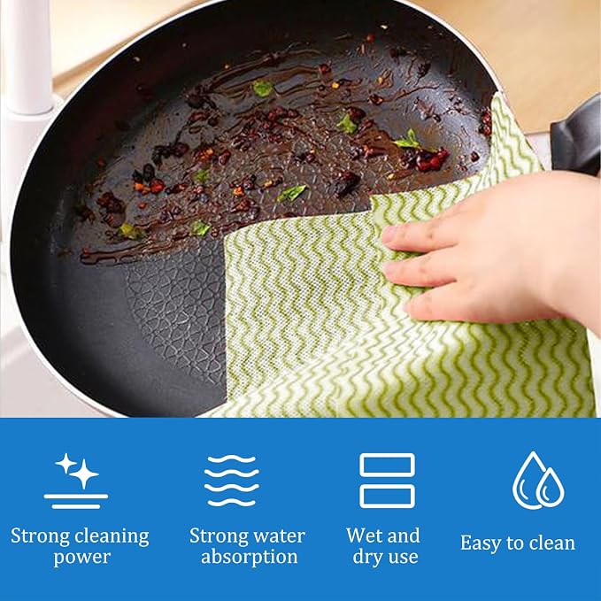 Disposable Dish Cloths Disposable Cleaning Towels, Reusable Wipes Highl Absorbent Quick-Dry Wipes for Kitchen, Bathroom, Household, 50 Sheets