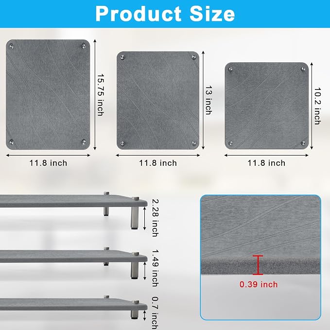 3Pcs Nesting Stone Drying Mat for Kitchen Counter, Quick Drying Stone Dish Drying Mat with Non-Slip Feet, Super Absorbent Heat Resistant Diatomaceous Earth Dish Drying Mat for Dishes, Bottles-Curve