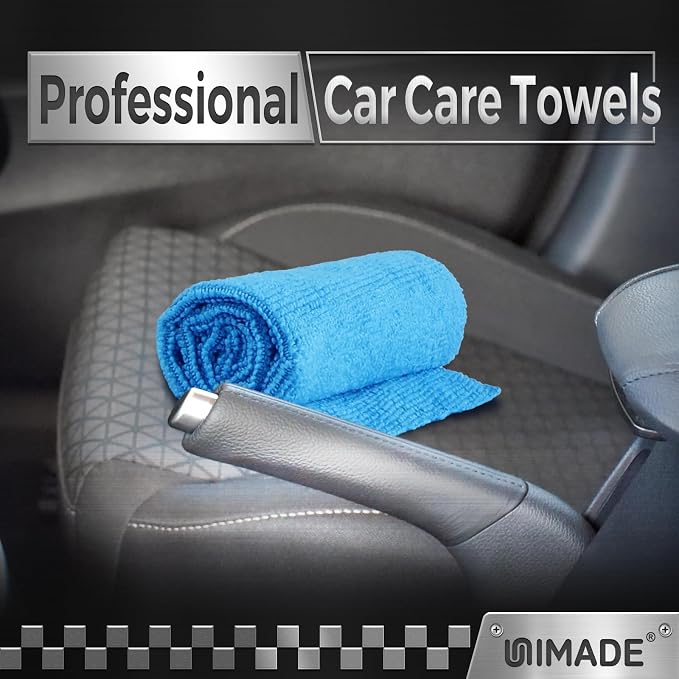 UNIMADE Microfiber Cleaning Cloth, 24 Pack Reusable Microfiber Towels for Cars Lint Free Cleaning Shop Towel Rags for Home Kitchen Automotive Bar Mechanic Restaurant Garage, 11"x 12", Blue