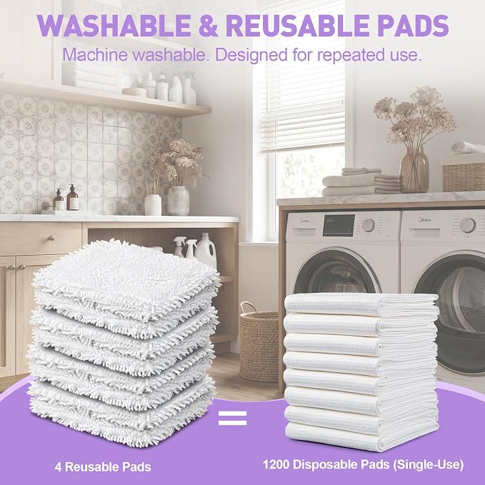 Tidy Monster Steam Mop Replacement Pads, 4 Pack Steam Pocket Mop Pads Compatible with Shark S3500 Series, S3501, S3601, S3550, S3901, SE450, S3801CO, S3601D, S2901, S2902