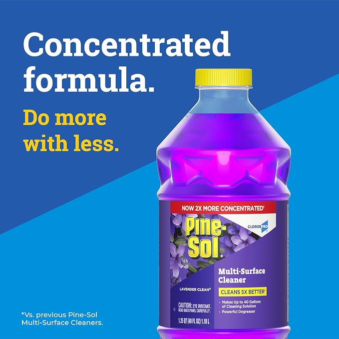 Pine-Sol Multi-Surface Cleaner, CloroxPro, 2x Concentrated Formula, All-Purpose Cleaner, Lavender Clean, 40 Fluid Ounces (Pack of 2)