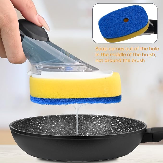 Sponge Brush Refills for OXO Soap Dispensing Dish Brush - 4Pack Dish Cleaning Soap Dispensing Head Replacement for Scrubber（Blue）